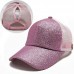 New  Ponytail Baseball Cap Sequins Shiny Messy Bun Snapback Hat Sun Caps  eb-18336900